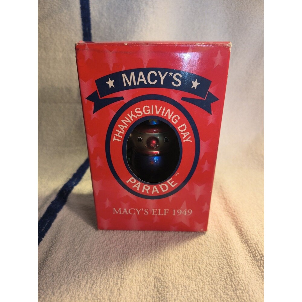 Vintage Macy's Thanksgiving Day Parade Ornament 1949 Elf Hand Blown Glass 2000